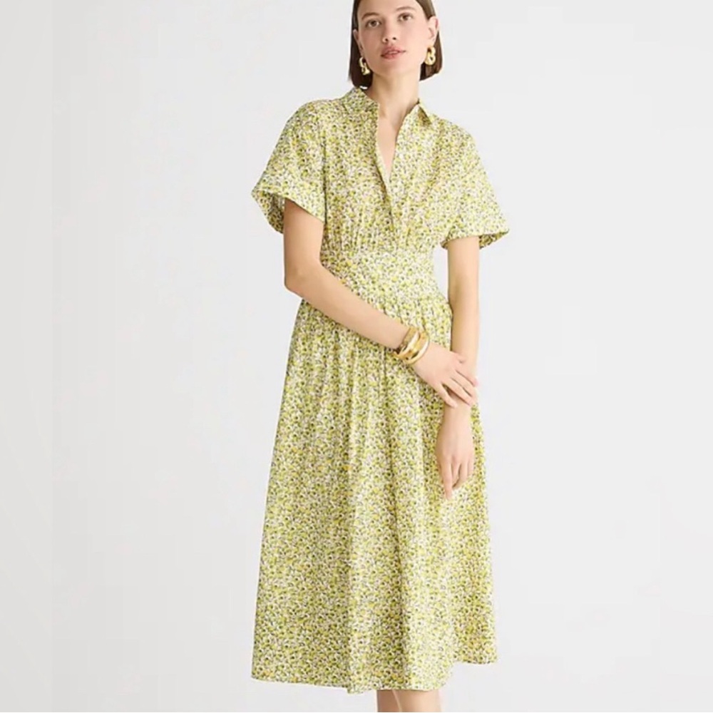 NWT JCrew Fitted-waist shirtdress in Liberty® Eliza's Yellow fabric